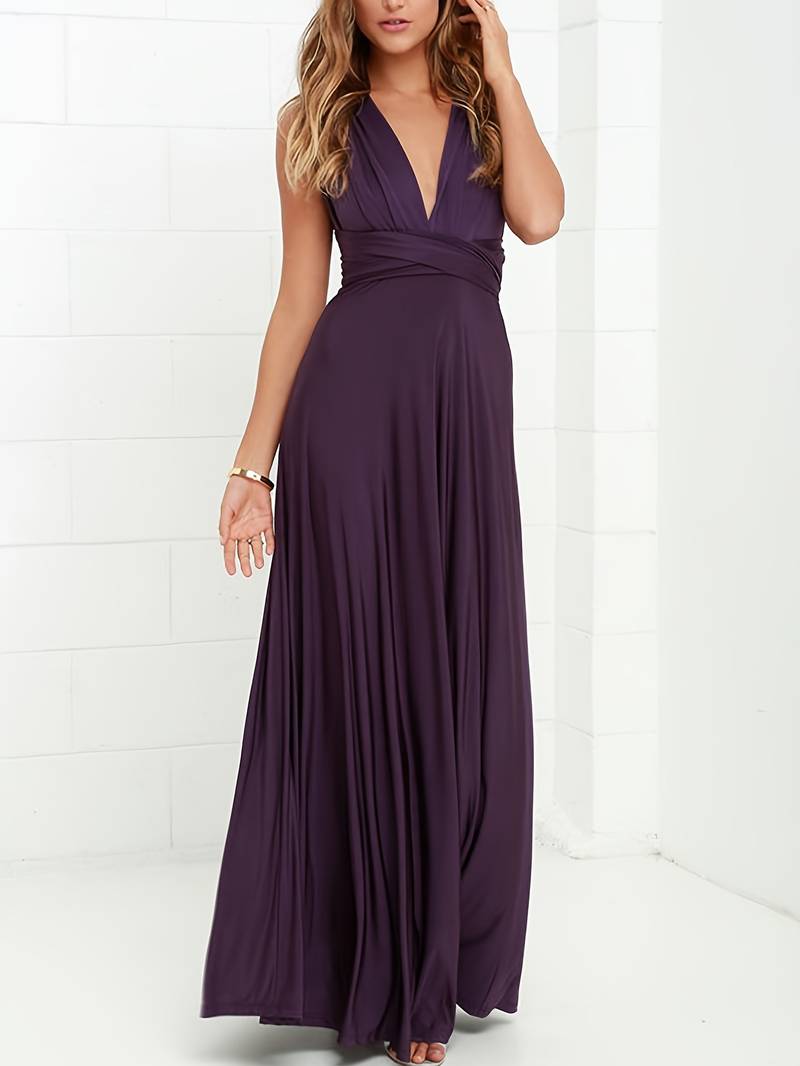 VELAVIE – Femme Robe Maxi Modulable 3-en-1 Fluide & Élégante
