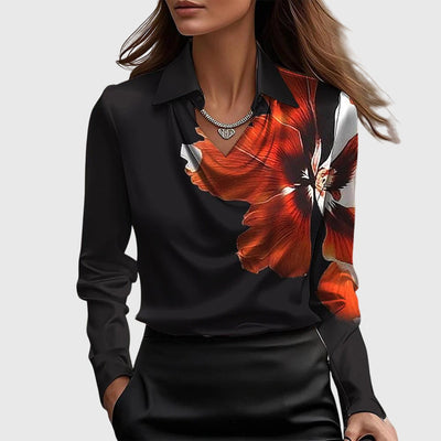 Sylvie | Blouse avec un éclat luxueux et un col plissé