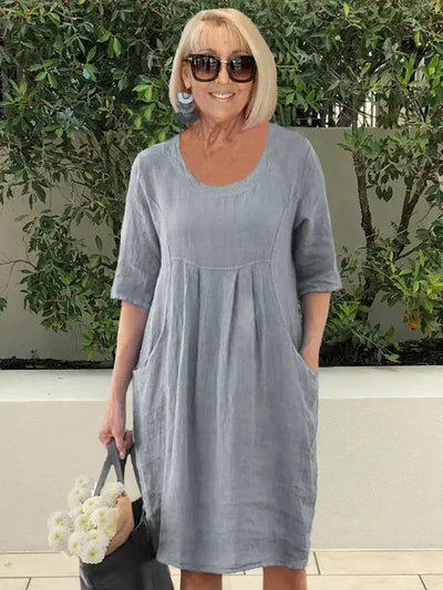 Inès - Robe décontractée en coton mélangé à coupe ample