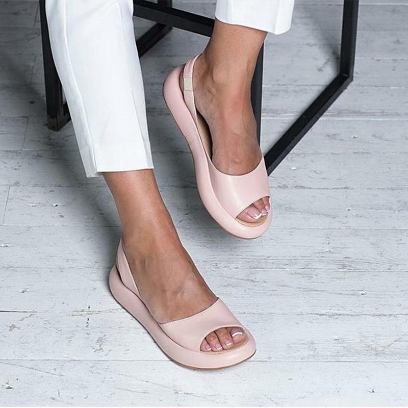 Sandales Slingback à Talon Coin pour Femme avec Bout Ouvert