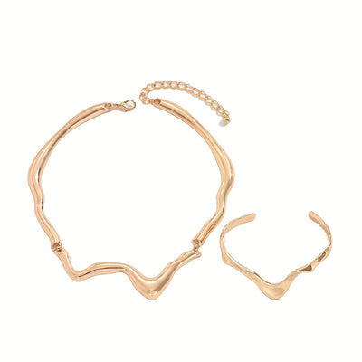 Parure collier et bracelet en or 18K au design lave