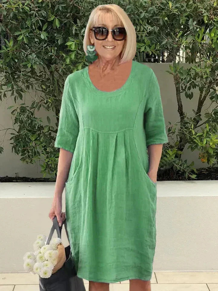 Inès - Robe décontractée en coton mélangé à coupe ample