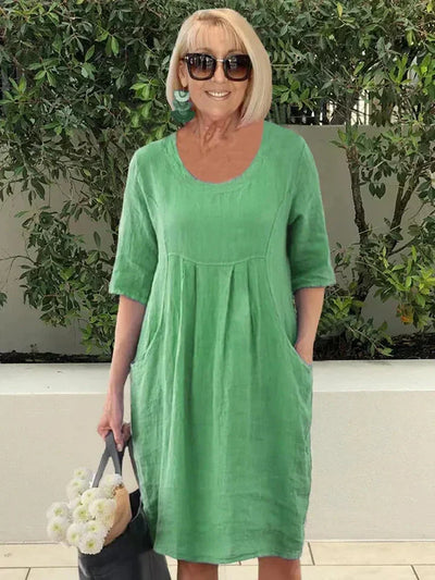 Inès - Robe décontractée en coton mélangé à coupe ample