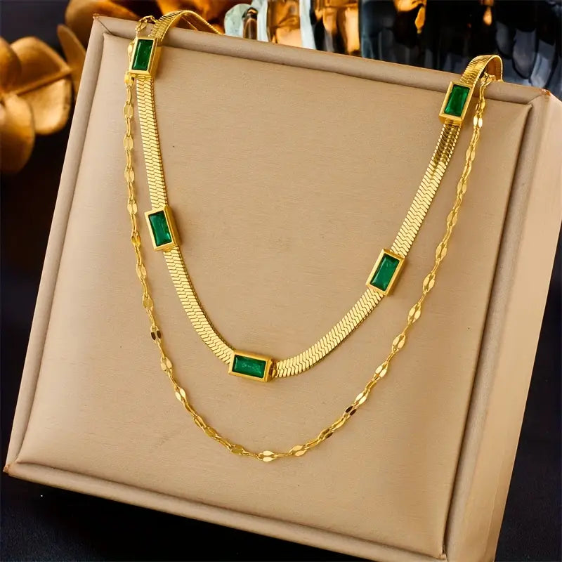 Collier Rétro Double Rang Sorella Gem | Or 18K