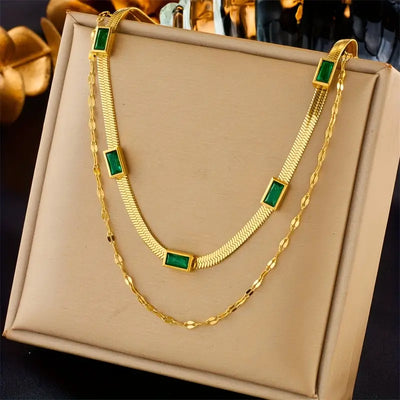 Collier Rétro Double Rang Sorella Gem | Or 18K