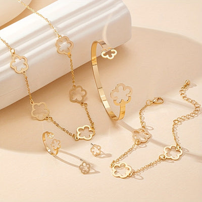 Parure 5 pièces en or 18K au design trèfle