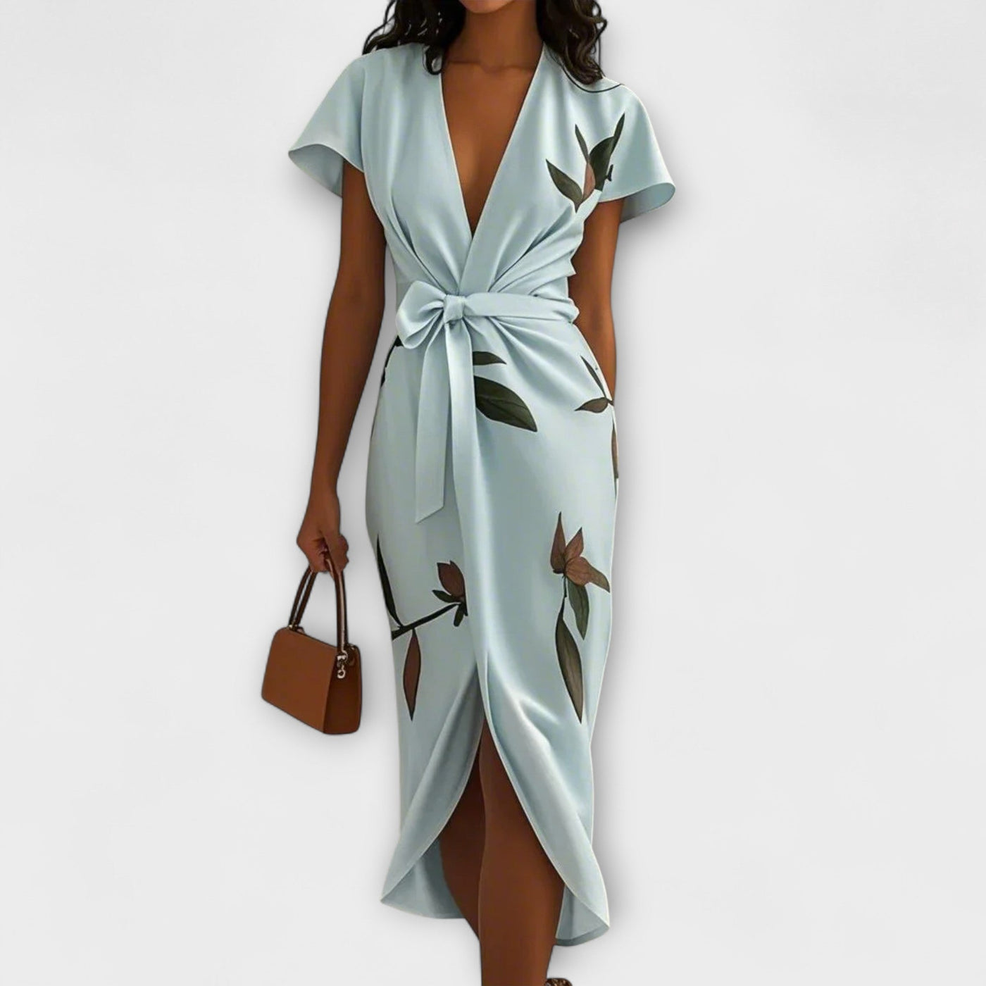 Léa | Robe portefeuille midi imprimée