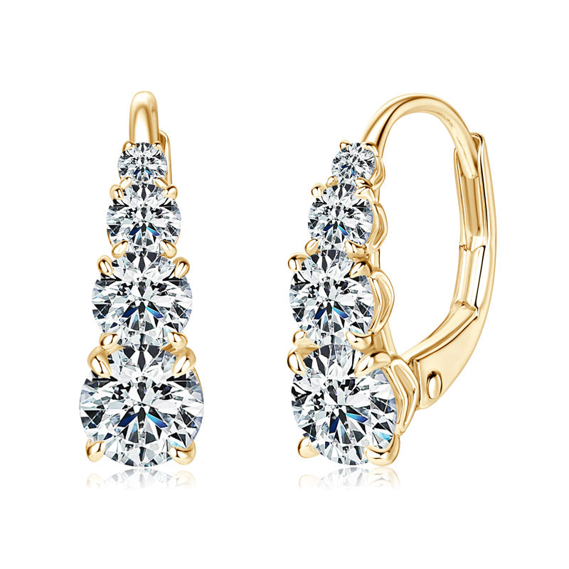 Carol Boucles d'oreilles à quatre pierres | Or