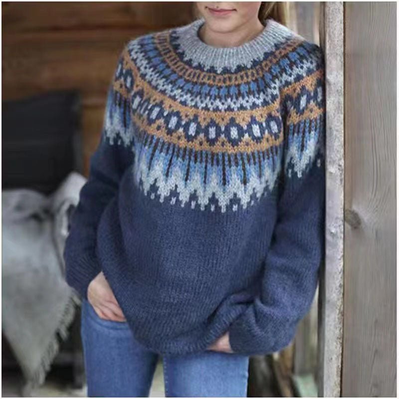 Confortable Pull Tricoté Fair Isle Élégant