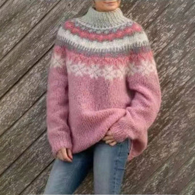Confortable Pull Tricoté Fair Isle Élégant