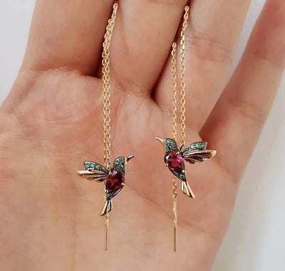 Boucles d'oreilles oiseaux en zirconium mixte