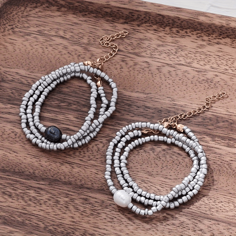 Colliers vintage 3 pièces avec perles d’eau douce et perles – Faits main