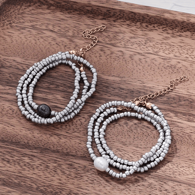 Colliers vintage 3 pièces avec perles d’eau douce et perles – Faits main