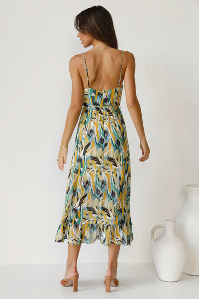 Solène - Robe midi en tissu fluide avec décolleté en V