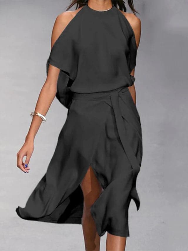 Tammy | Robe Midi à Épaules Dénudées pour Femme