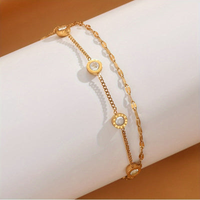 🇫🇷 Bracelet doré double couche style français