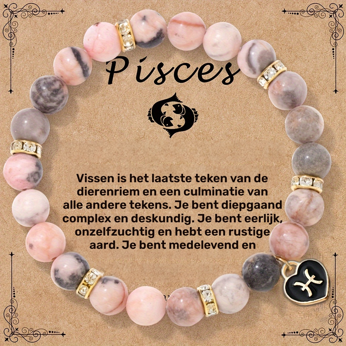 Bracelet Élastique en Pierre Naturelle avec Signe du Zodiaque