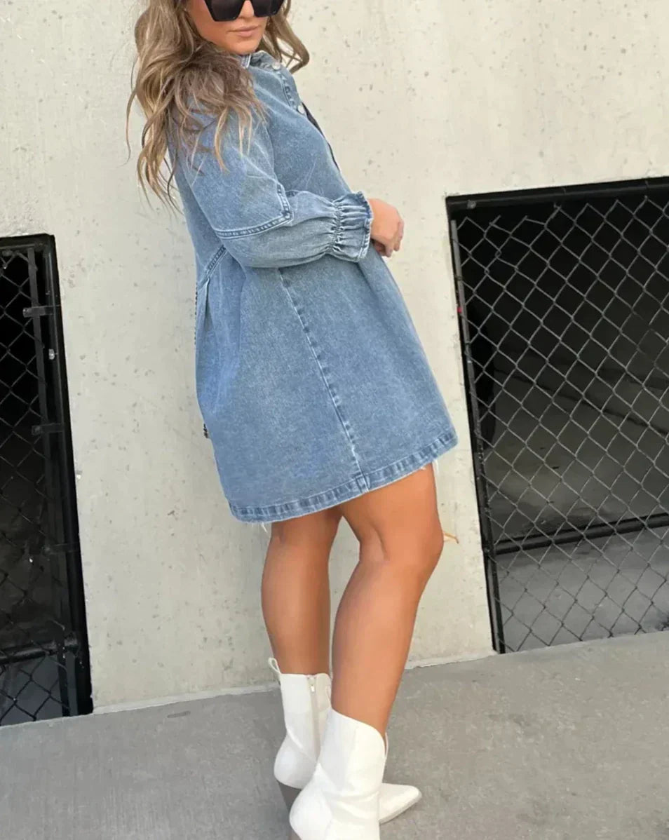 Aiza | Robe Chemise en Jean à Manches Longues