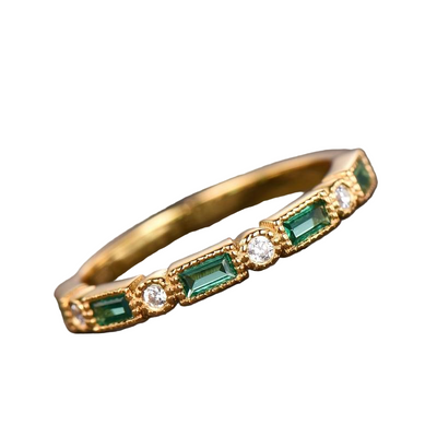 Camille – Bague en or avec zircon vert incrusté