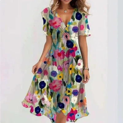 Valeria | Robe à Col en V avec Silhouette Élégante pour Femme