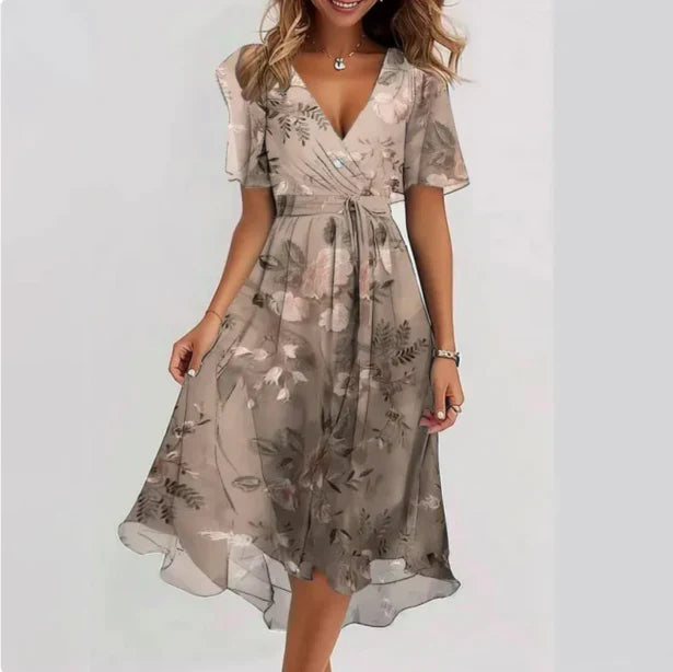 Valeria | Robe à Col en V avec Silhouette Élégante pour Femme