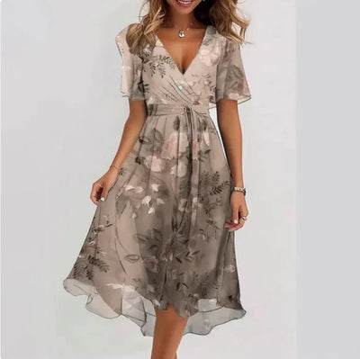 Valeria | Robe à Col en V avec Silhouette Élégante pour Femme