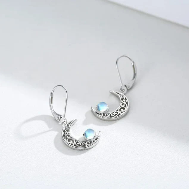 Boucles d’oreilles lune en pierre de lune