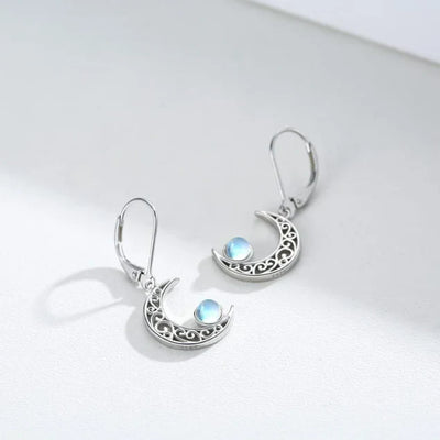 Boucles d’oreilles lune en pierre de lune