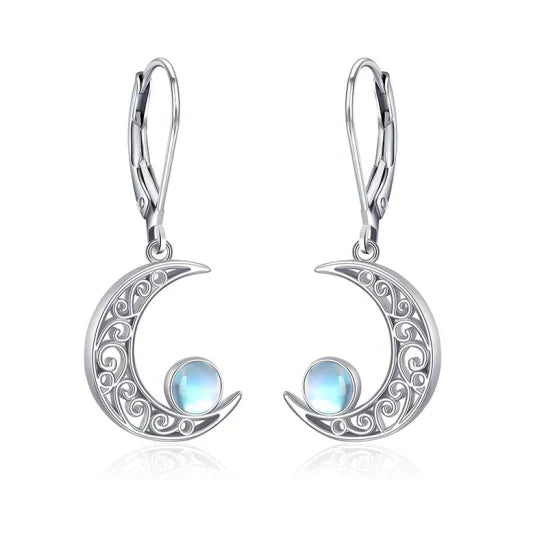 Boucles d’oreilles lune en pierre de lune