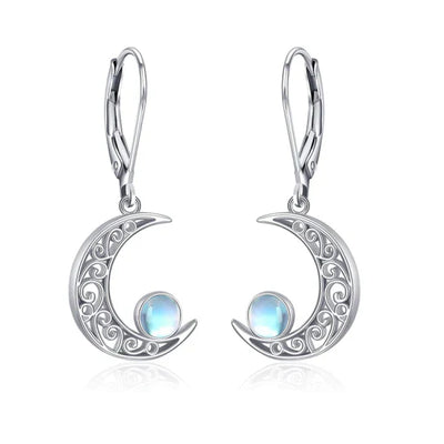 Boucles d’oreilles lune en pierre de lune