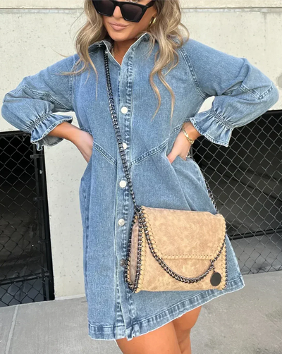 Aiza | Robe Chemise en Jean à Manches Longues