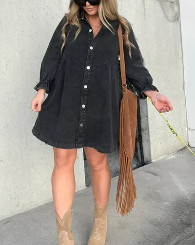 Aiza | Robe Chemise en Jean à Manches Longues