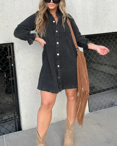 Aiza | Robe Chemise en Jean à Manches Longues