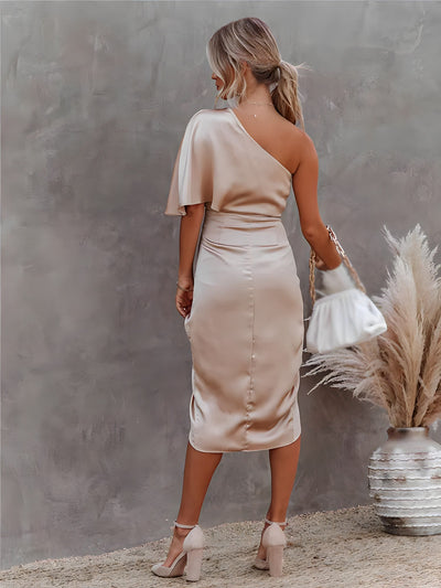 Amélie - Robe de cocktail en soie avec bretelles spaghetti
