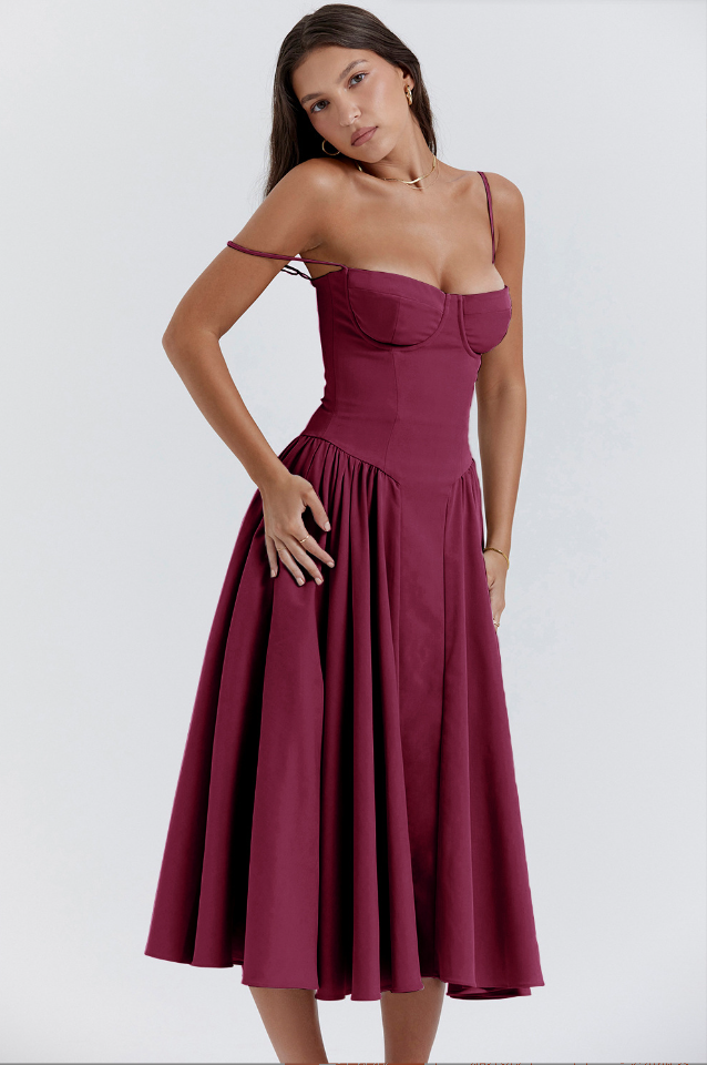 Tulum – Robe Midi Bustier Sans Manches