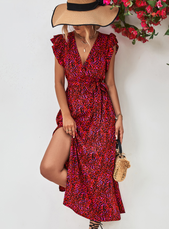 Félicité - Robe maxi élégante avec design cache-cœur et décolleté en V