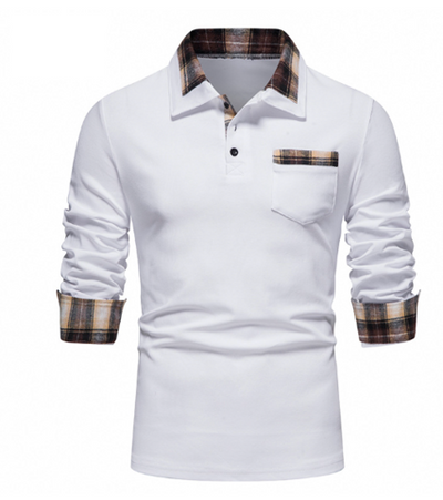 Tommy Polo | Polo à manches longues avec col en patchwork pour hommes