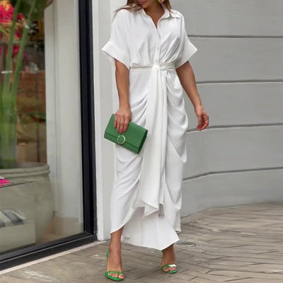 Mathilde - Maxi-robe élégante avec nœud et bretelles