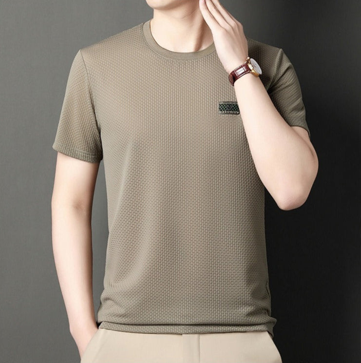 T-shirt technique à col ras du cou en tricot pour hommes - Henry