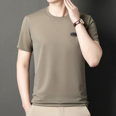 T-shirt technique à col ras du cou en tricot pour hommes - Henry
