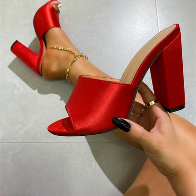 Sandales à talons ouvertes et satinées pour femmes - Martina