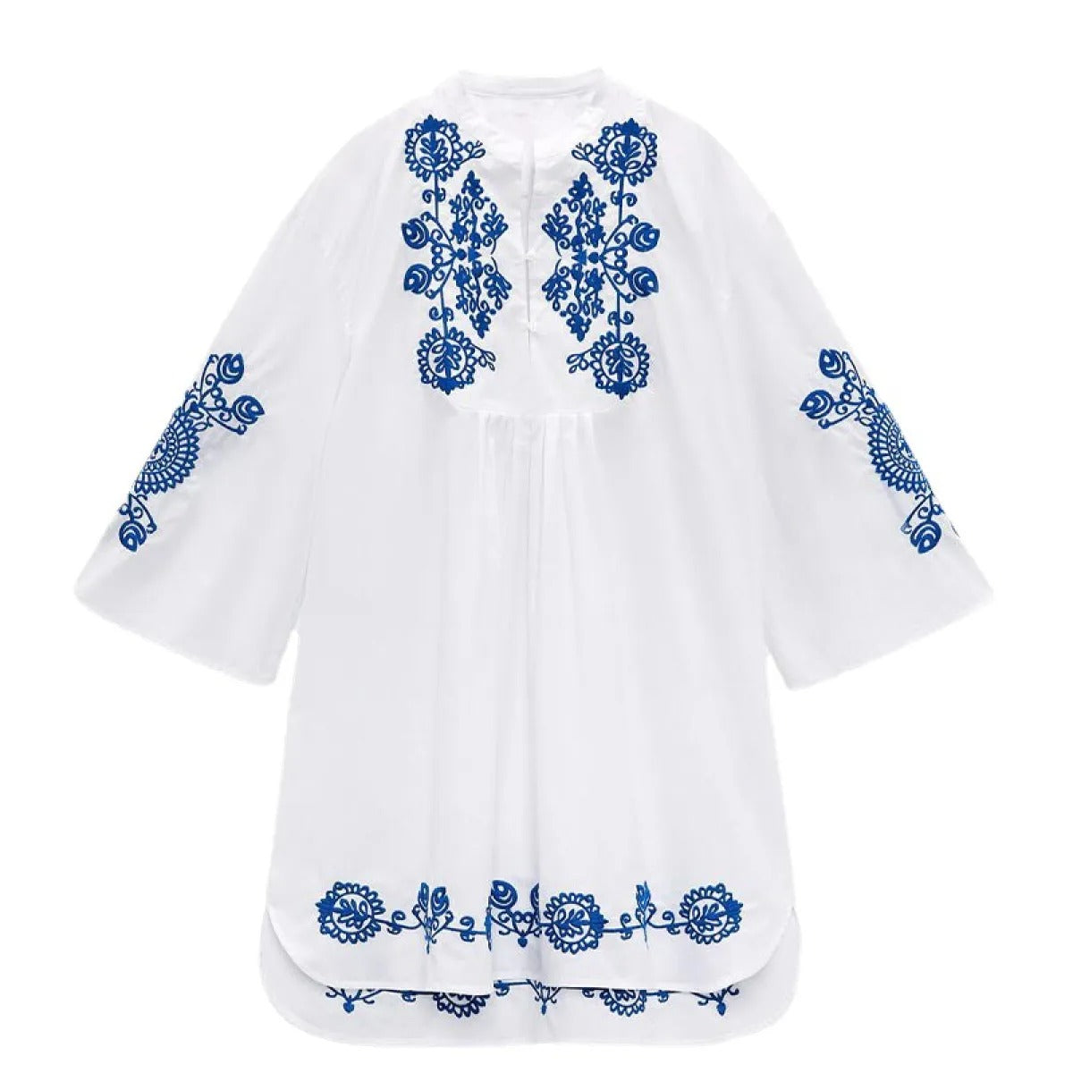 Robe courte en coton brodé pour femme, style ethnique, coupe ample - Irati