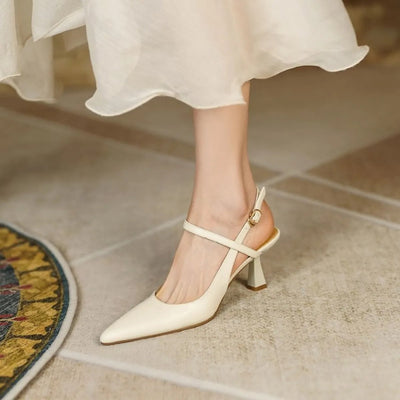 Sandales à talon moyen pour femmes avec design croisé et bout pointu - Estelle