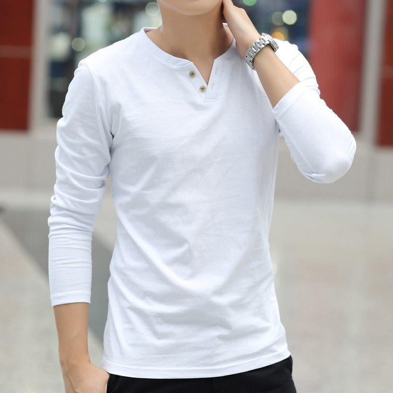 T-shirt homme à manches longues en coton avec encolure henley - Pablo
