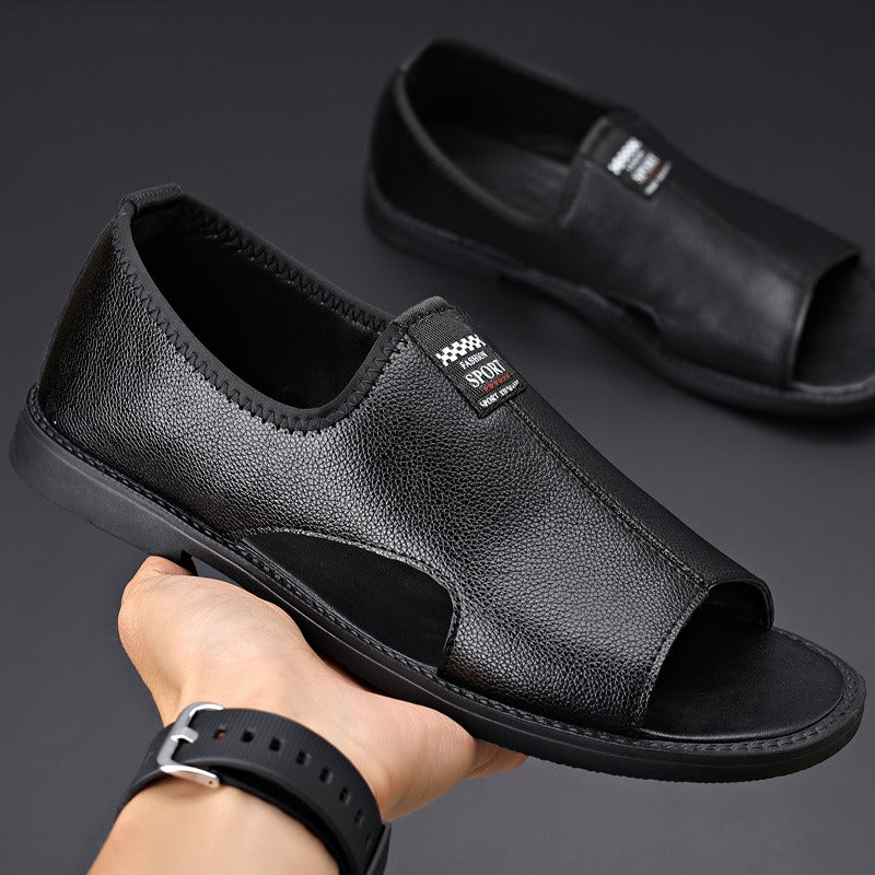 Sandales en cuir synthétique pour hommes, design fermé et respirant - Jacinto