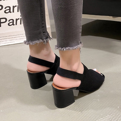 Sandales à talons larges en tissu respirant pour femmes - Danitza