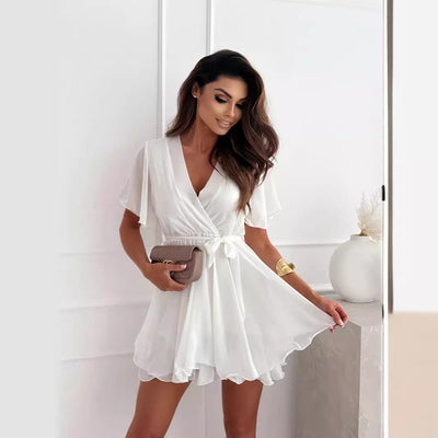 Robe courte à encolure croisée pour femme - Maëlle