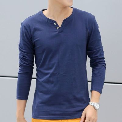 T-shirt homme à manches longues en coton avec encolure henley - Pablo