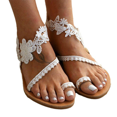 Sandales Plates avec Dentelle pour Femme