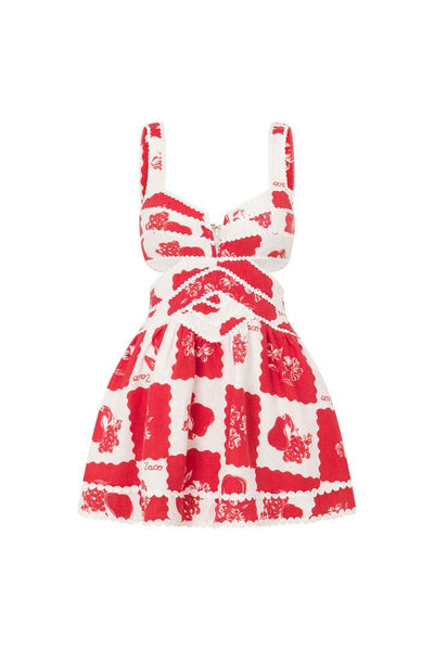 Aoife | Robe à découpes florales avec accent rouge pour femmes